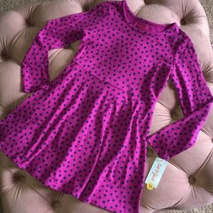 Girls purple polka dots long sleeve dress M 7/8
